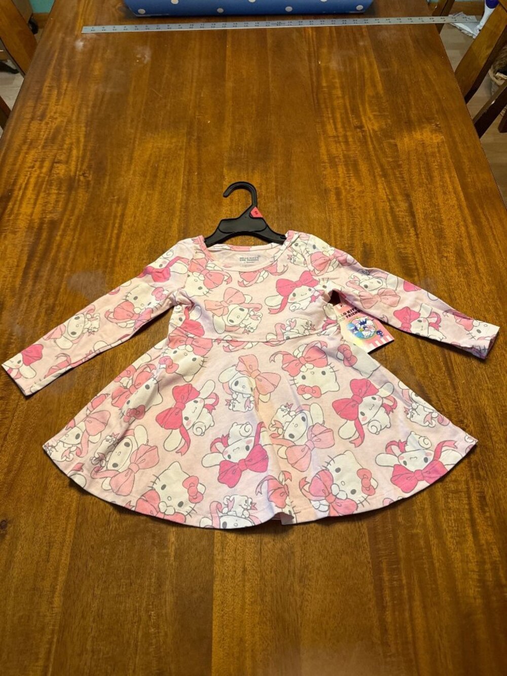 Hello Kitty Toddler Girls Pink Long Sleeve Dress 2T 60% Cotton 40% Polyester Mad - Picture 6 of 7